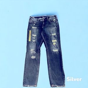 Silver Jeans Women’s Size 16, Altered Length 29”, Suki Skinny Distressed